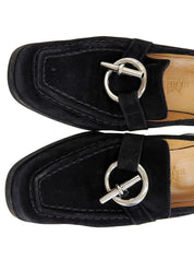 スエードシェーヌダンクルパンプス ブラック