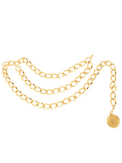 CC 标志硬币吊坠项链腰带金色