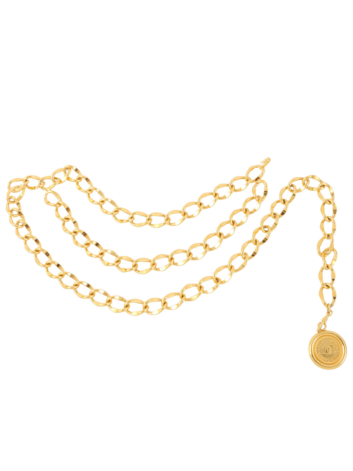 CC 标志硬币吊坠项链腰带金色
