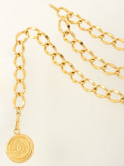 CC 标志硬币吊坠项链腰带金色