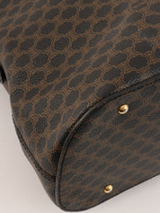 Macadam Pattern Logo Embossed Handbag in Dark Brown/Black