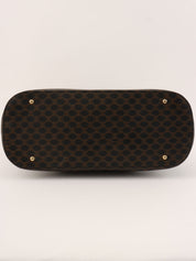 マカダムパターンロゴエンボスハンドバッグ ダークブラウン/ブラック