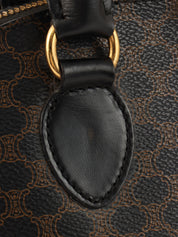 マカダムパターンロゴエンボスハンドバッグ ダークブラウン/ブラック