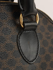 マカダムパターンロゴエンボスハンドバッグ ダークブラウン/ブラック