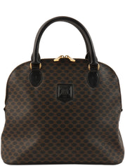 マカダムパターンロゴエンボスハンドバッグ ダークブラウン/ブラック