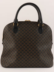 マカダムパターンロゴエンボスハンドバッグ ダークブラウン/ブラック