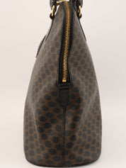 マカダムパターンロゴエンボスハンドバッグ ダークブラウン/ブラック