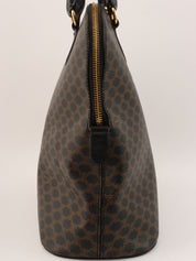 マカダムパターンロゴエンボスハンドバッグ ダークブラウン/ブラック