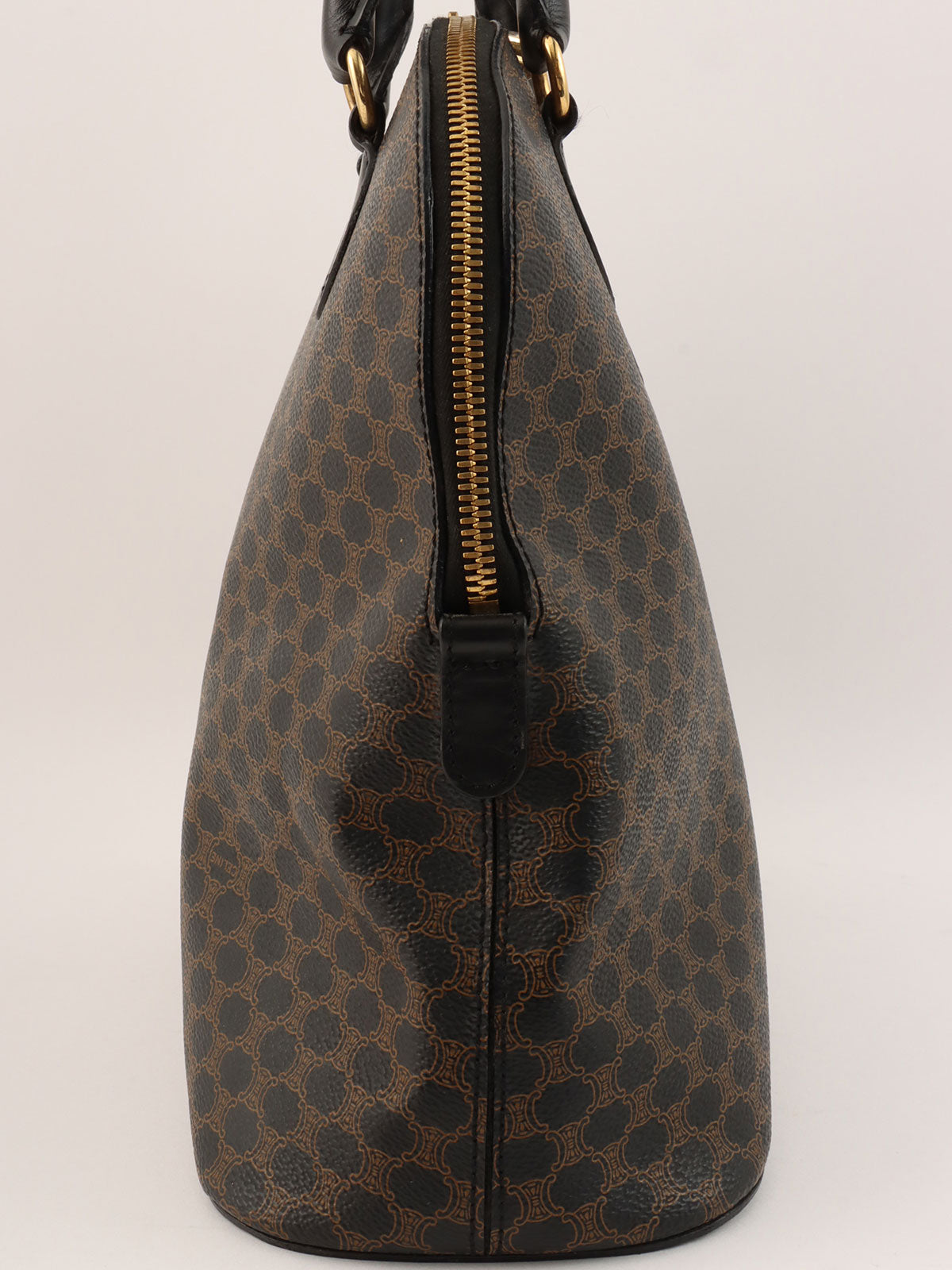 Macadam Pattern Logo Embossed Handbag in Dark Brown/Black
