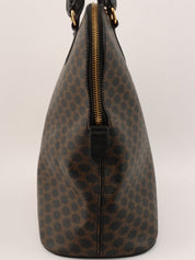 Macadam Pattern Logo Embossed Handbag in Dark Brown/Black