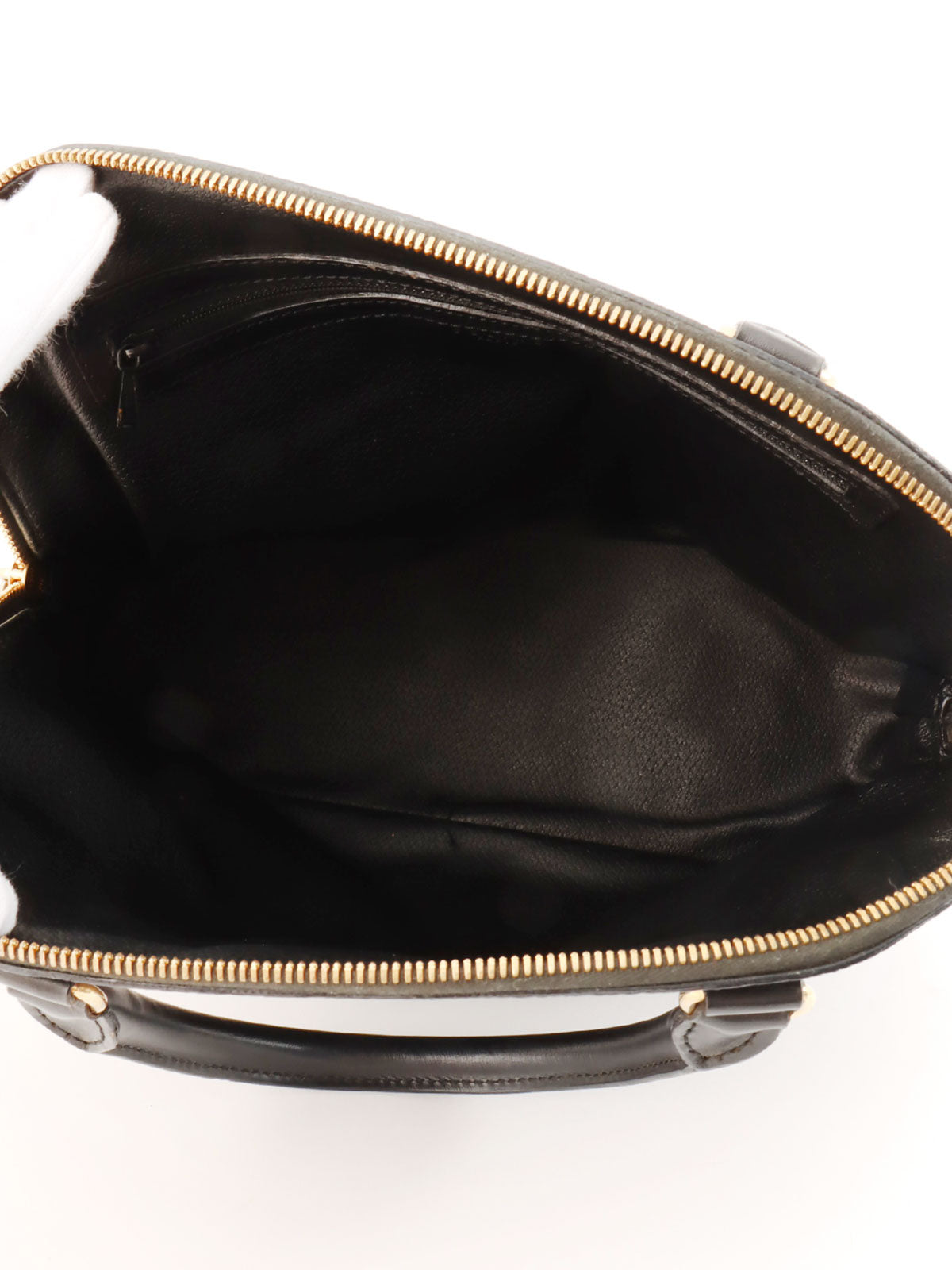 マカダムパターンロゴエンボスハンドバッグ ダークブラウン/ブラック