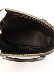 マカダムパターンロゴエンボスハンドバッグ ダークブラウン/ブラック