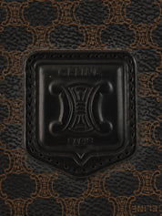 マカダムパターンロゴエンボスハンドバッグ ダークブラウン/ブラック