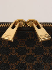 Macadam Pattern Logo Embossed Handbag in Dark Brown/Black