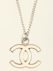 2005年製　CCマークプレートネックレス　シルバー/ホワイト