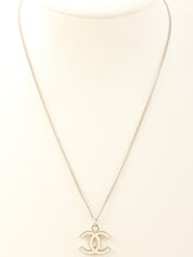 2005年製　CCマークプレートネックレス　シルバー/ホワイト