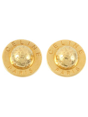 Star Motif Round Logo Earrings Gold