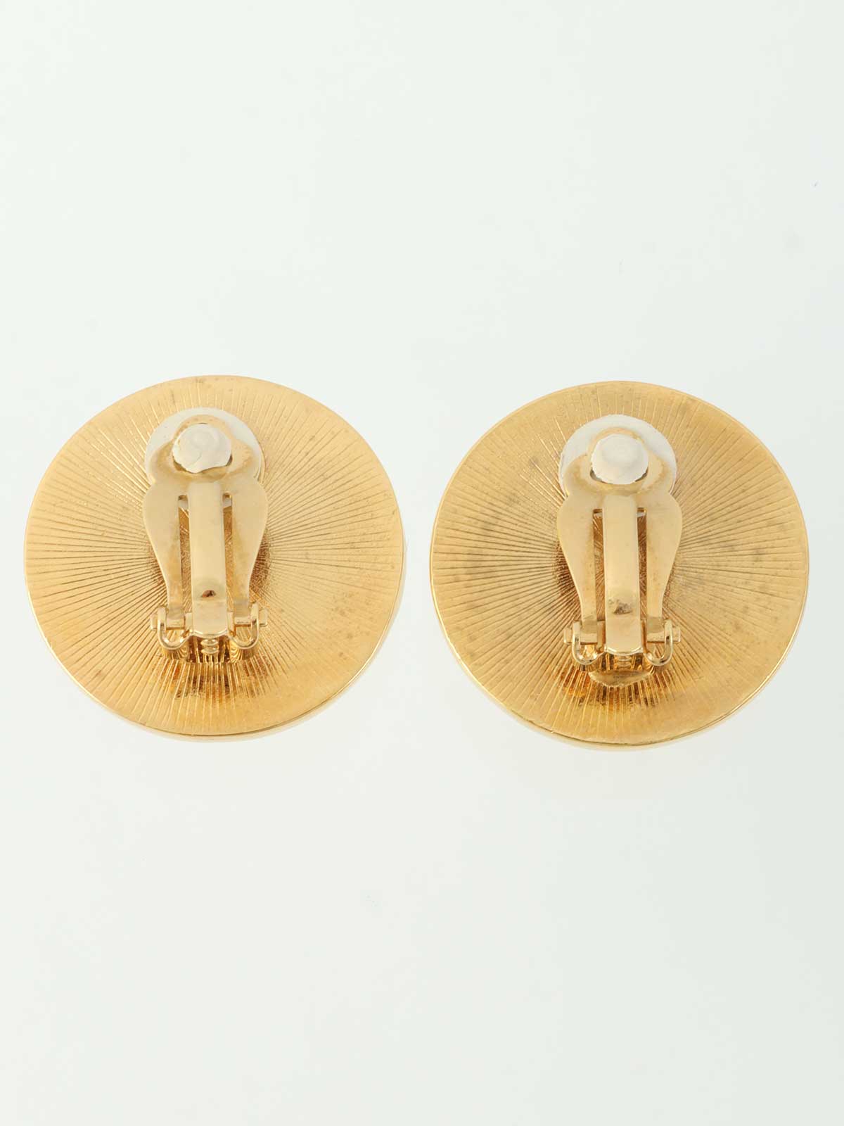 Star Motif Round Logo Earrings Gold
