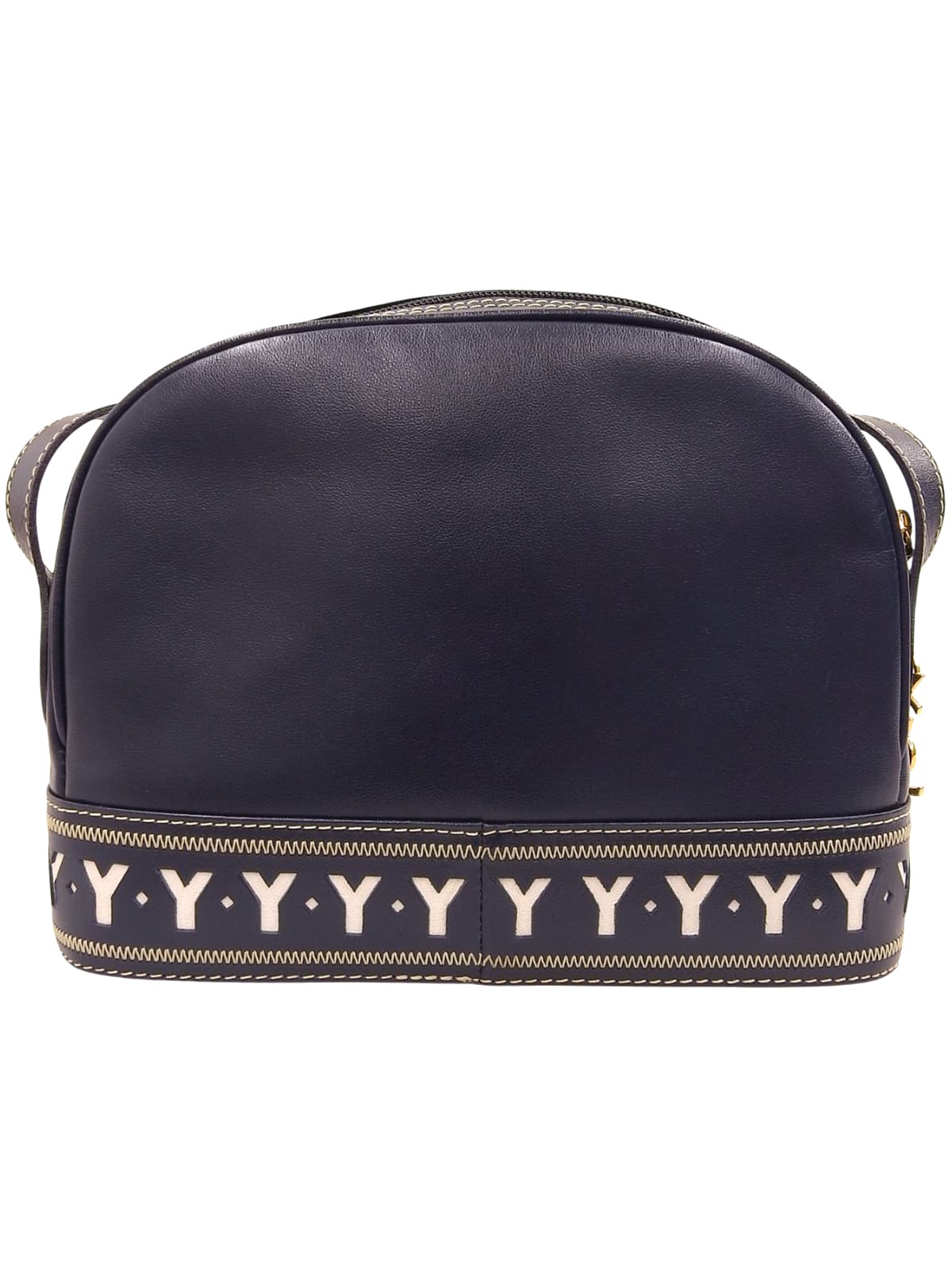 Yカットロゴチャームショルダーバッグ ネイビー/ホワイト