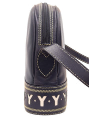 Yカットロゴチャームショルダーバッグ ネイビー/ホワイト