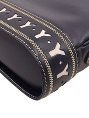 Yカットロゴチャームショルダーバッグ ネイビー/ホワイト