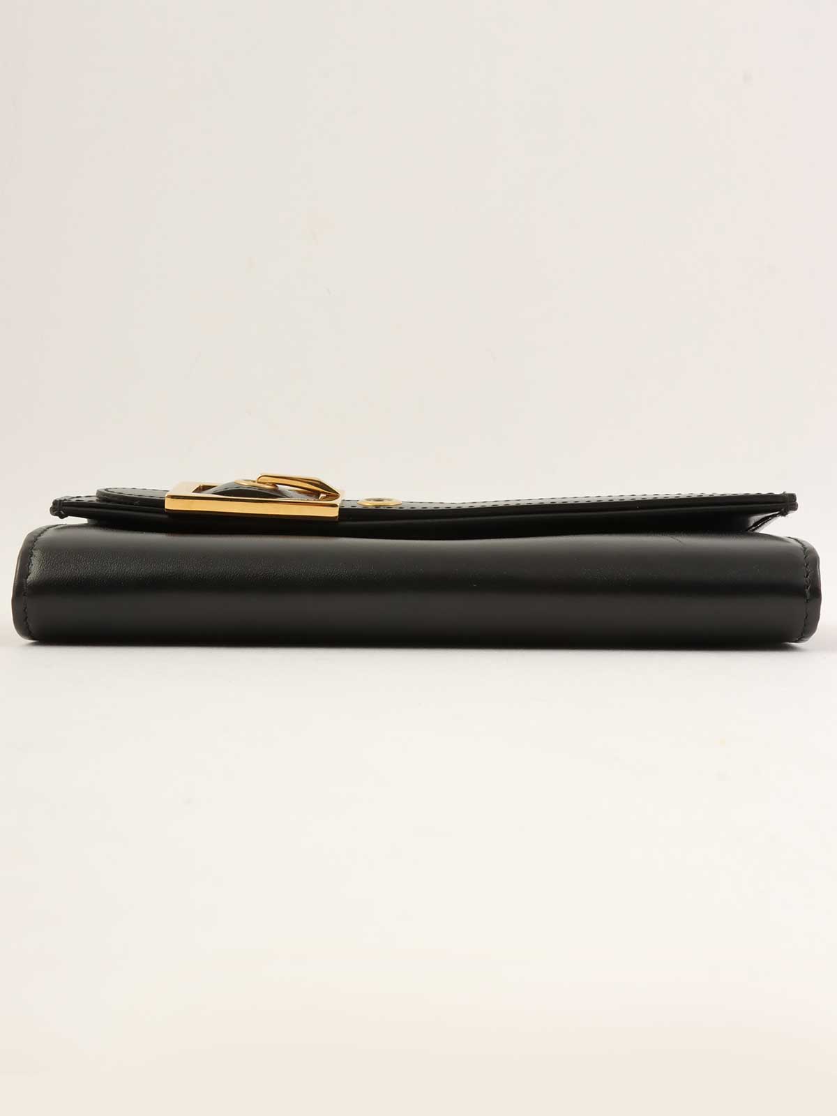 Logo Plate Long Wallet Black