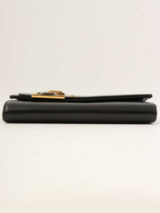 Logo Plate Long Wallet Black