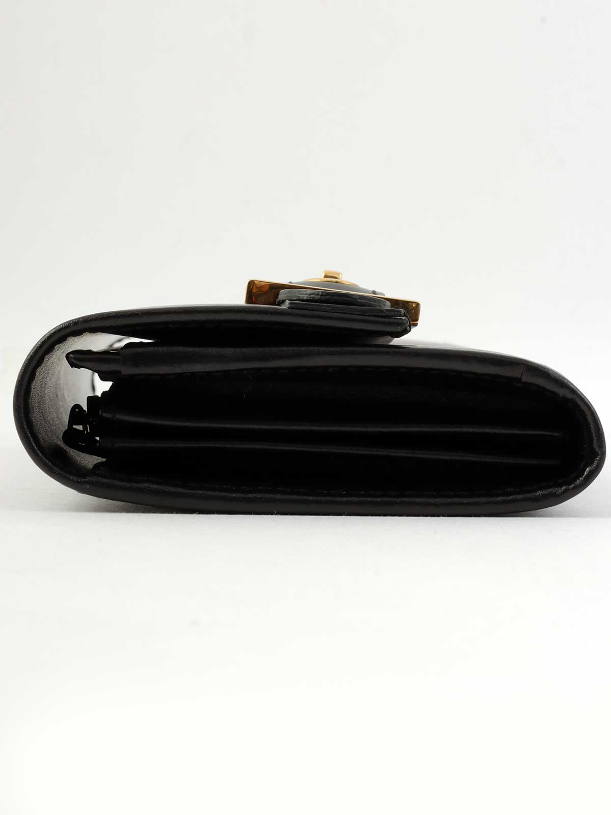 Logo Plate Long Wallet Black