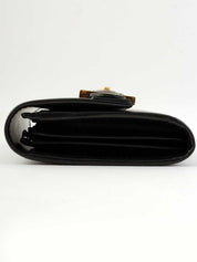 Logo Plate Long Wallet Black
