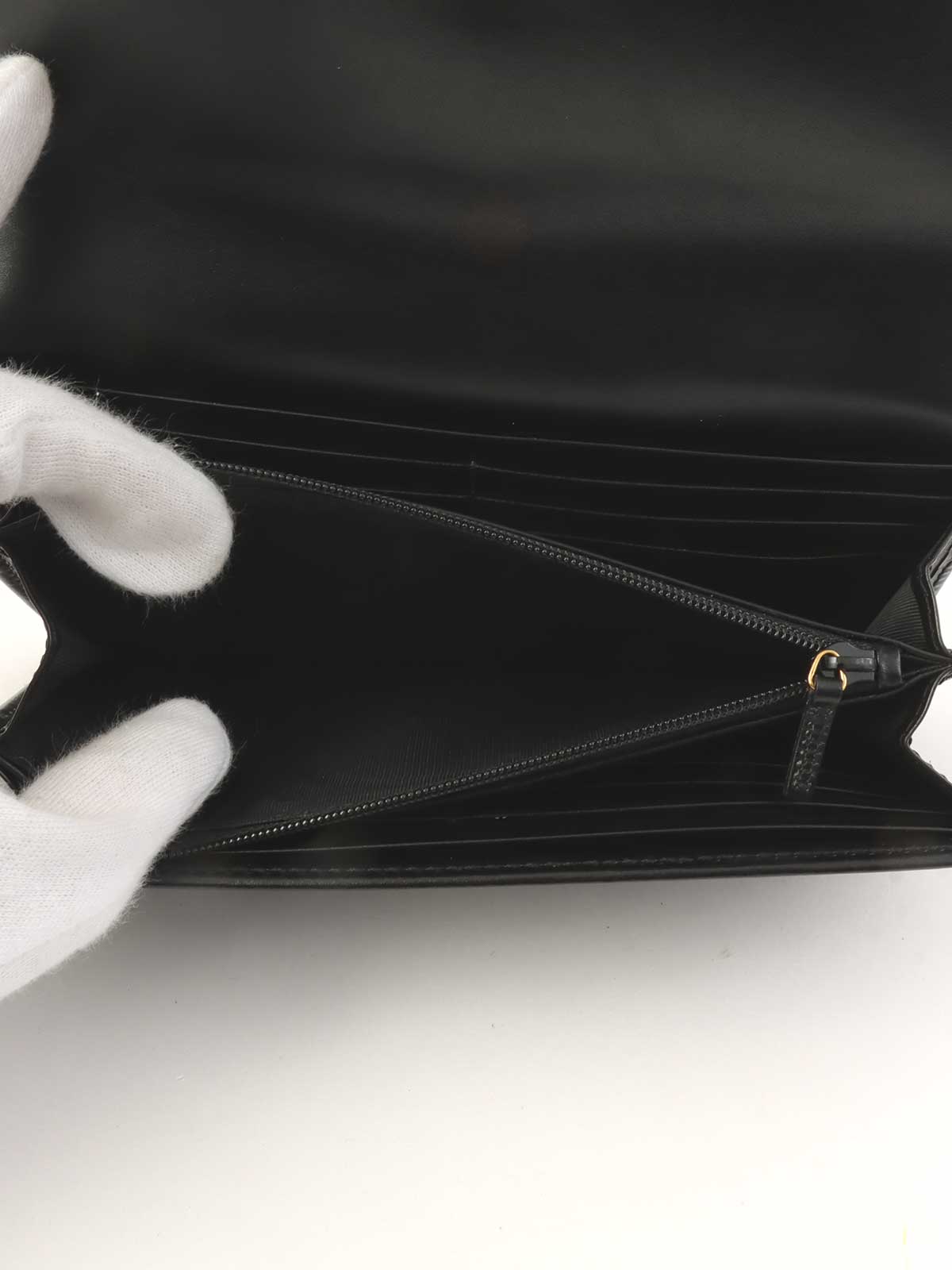 Logo Plate Long Wallet Black