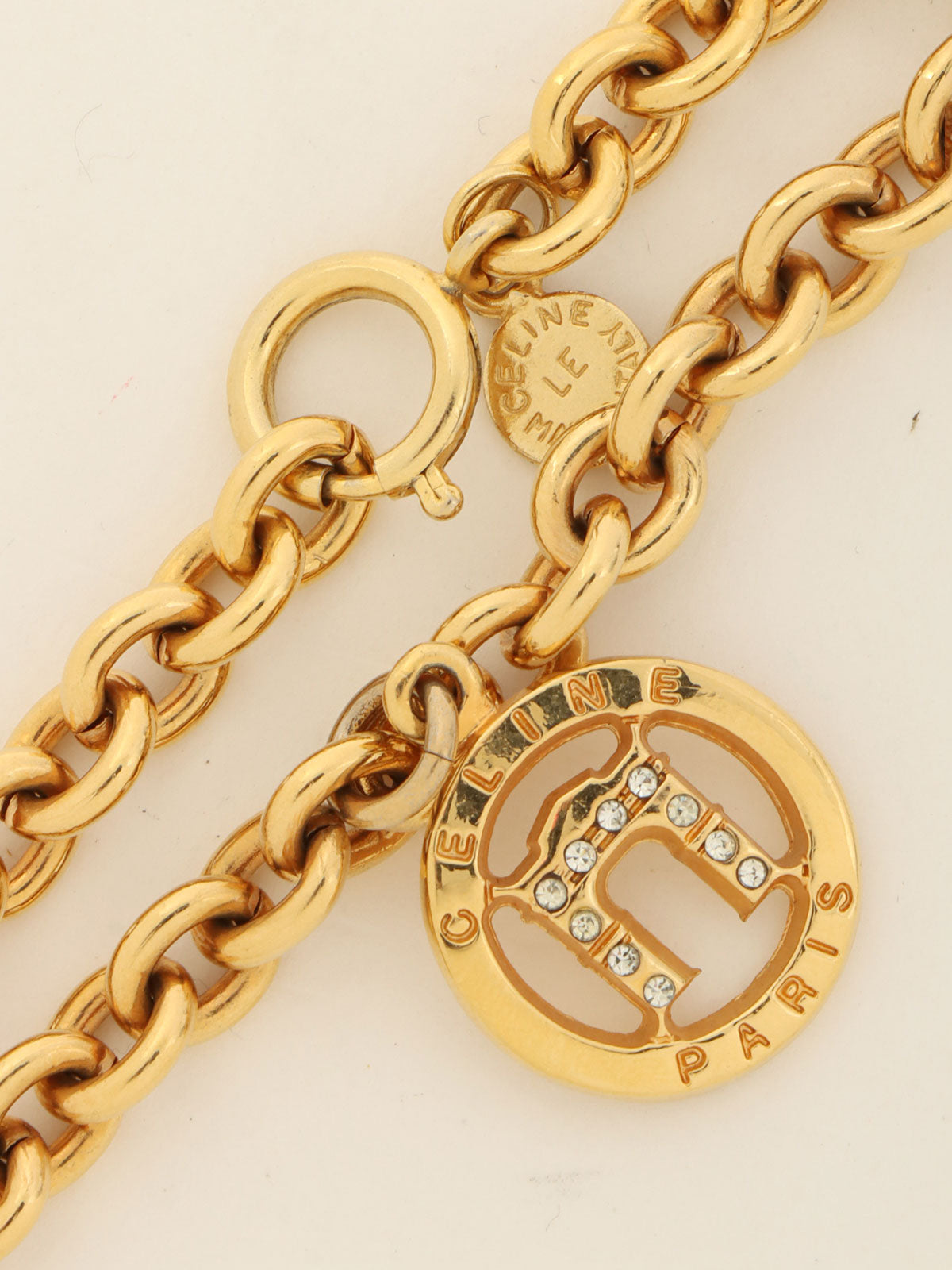 Rhinestone Arc de Triomphe Motif Necklace Gold