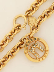 Rhinestone Arc de Triomphe Motif Necklace Gold