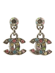 2005 Rhinestone CC Mark Swing Earrings, Silver