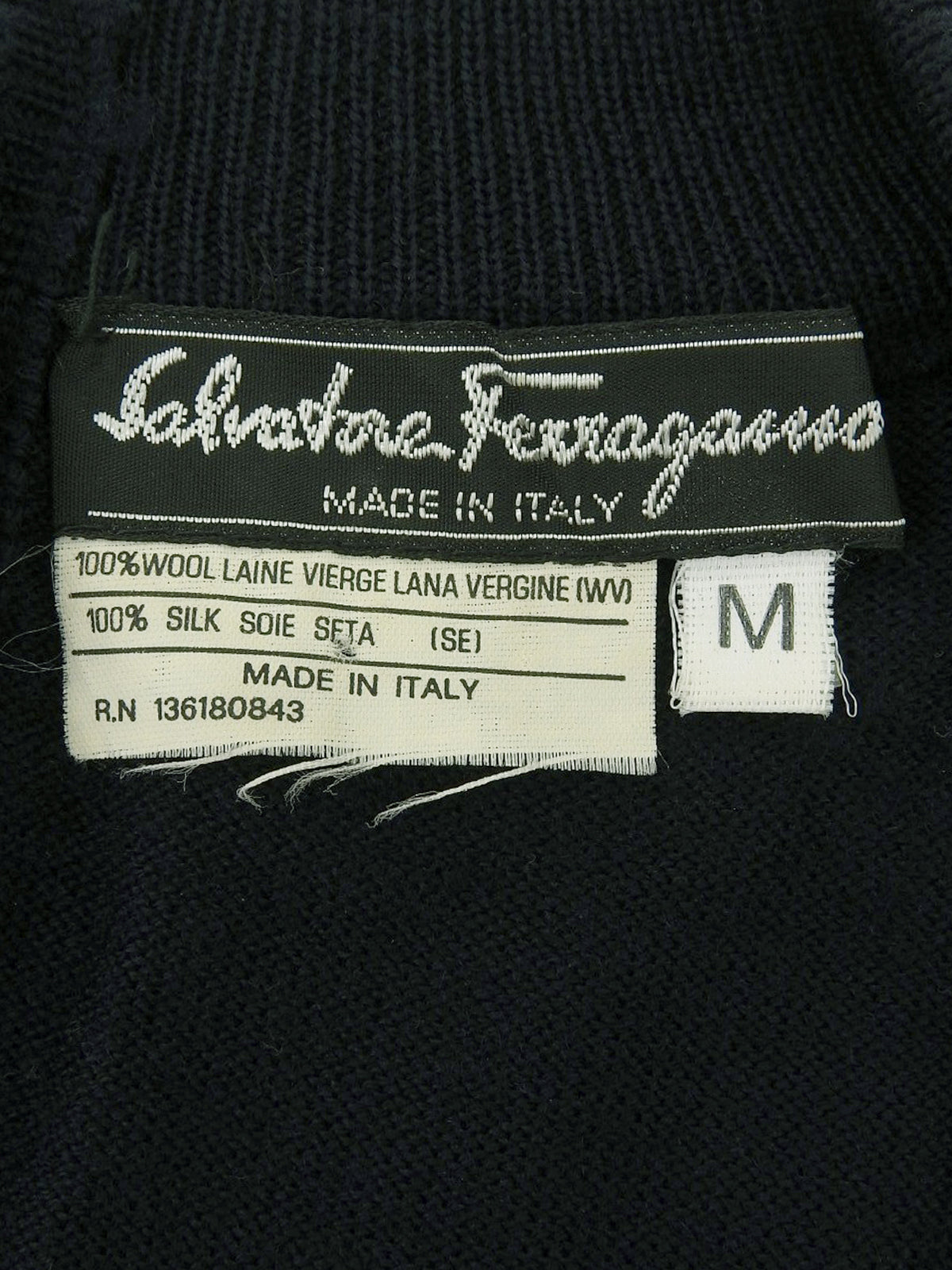 ウールシルクコンビデザインハーフスリーブトップス　ネイビー