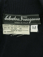 ウールシルクコンビデザインハーフスリーブトップス　ネイビー