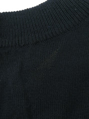 ウールシルクコンビデザインハーフスリーブトップス　ネイビー