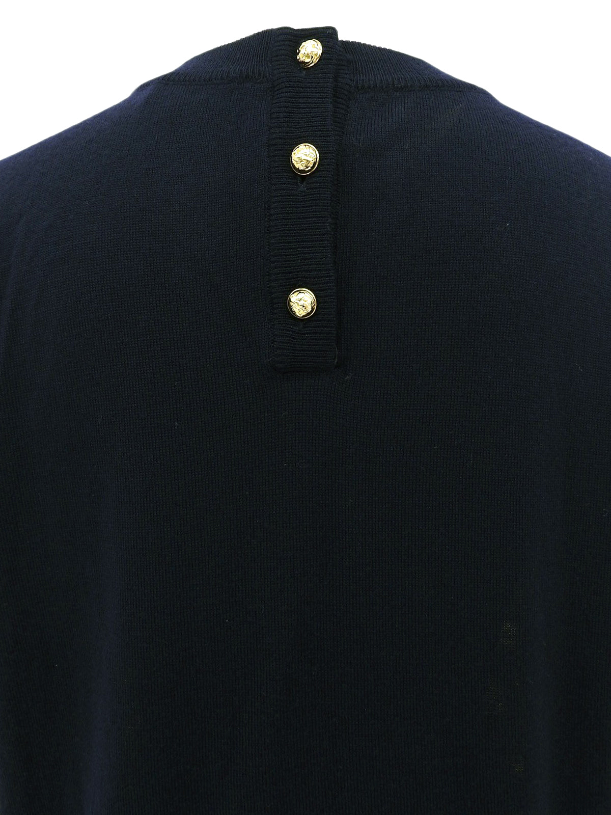 ウールシルクコンビデザインハーフスリーブトップス　ネイビー