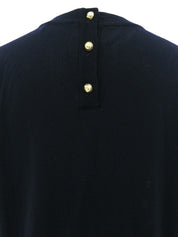 ウールシルクコンビデザインハーフスリーブトップス　ネイビー