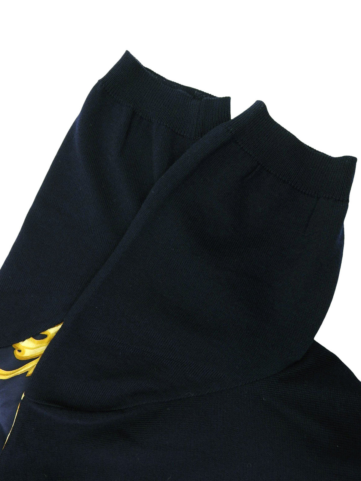 海军蓝羊毛和真丝混纺短袖上衣