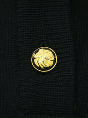 ウールシルクコンビデザイン半袖トップス ネイビー