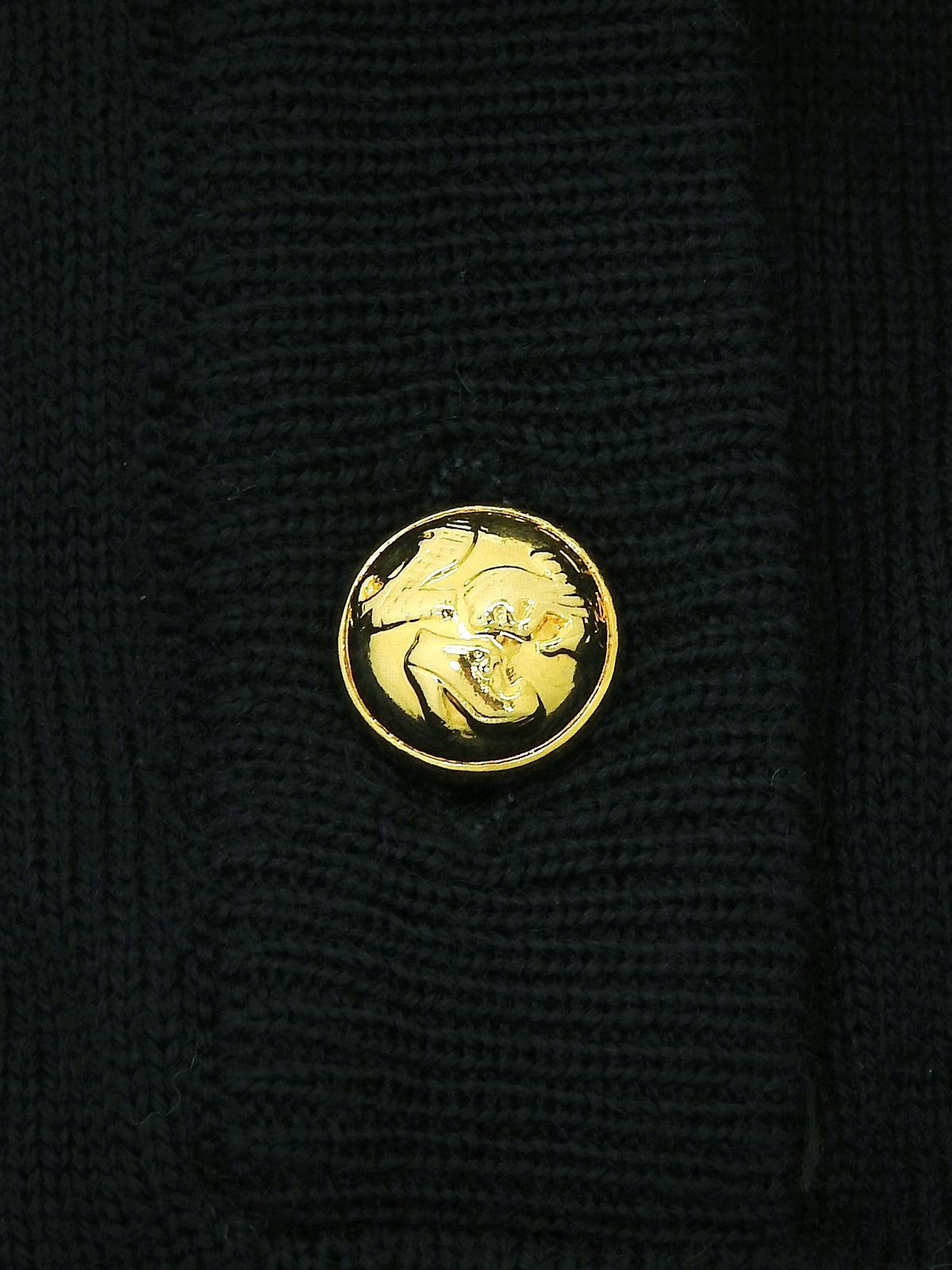 海军蓝羊毛和真丝混纺短袖上衣