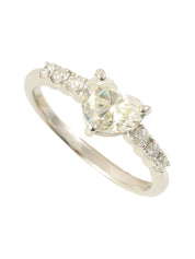 Platinum Diamond Heart Ring in Yellow/Silver