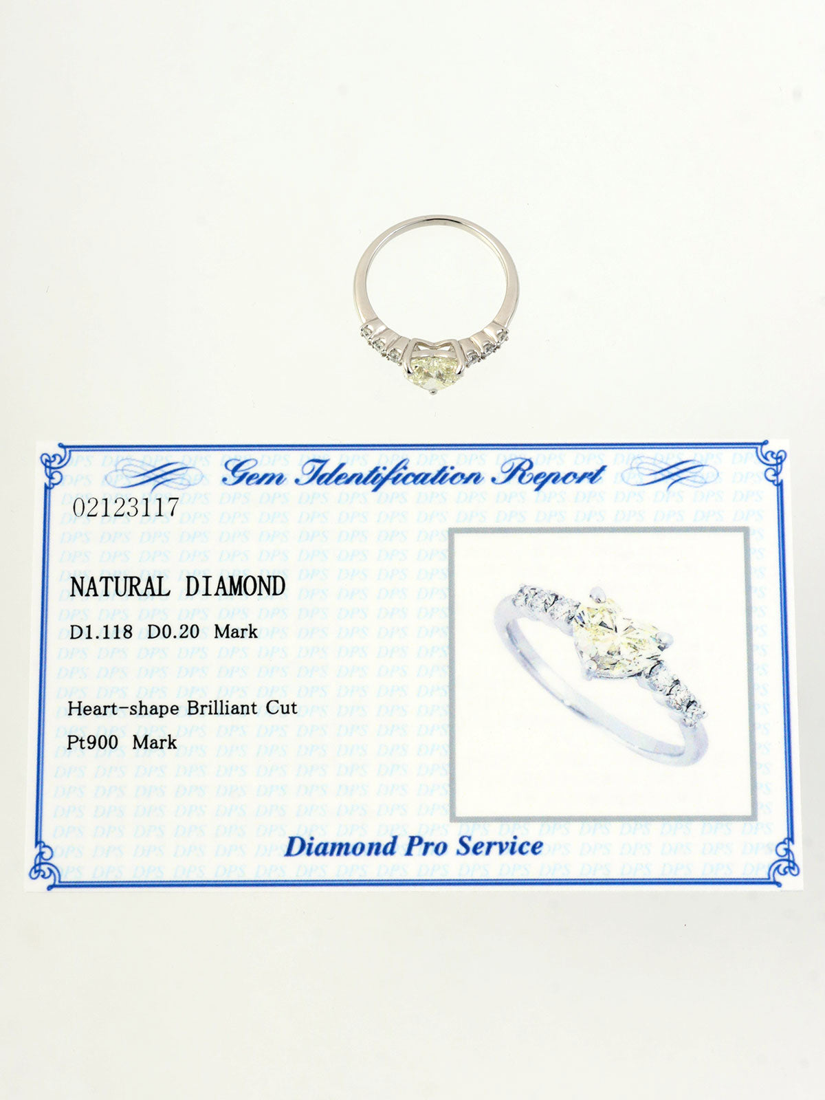 Platinum Diamond Heart Ring in Yellow/Silver