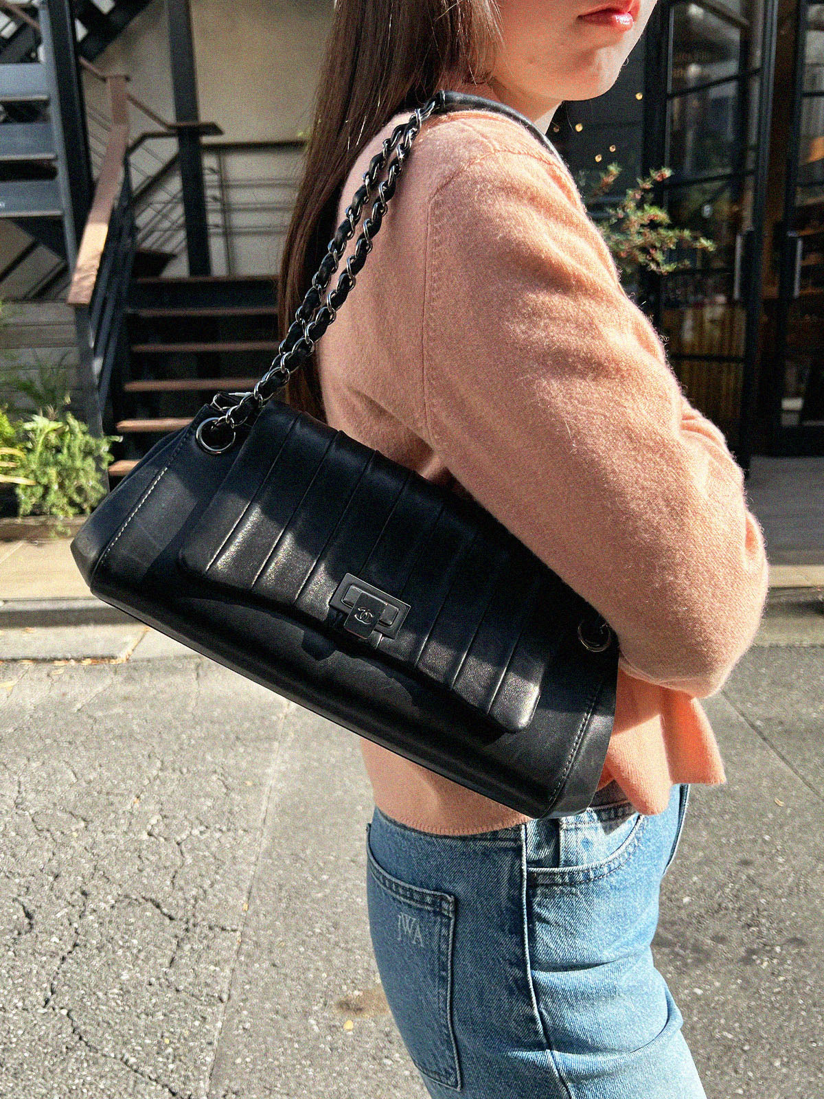 2001年頃製 マドモアゼルステッチワンショルダーバッグ ブラック