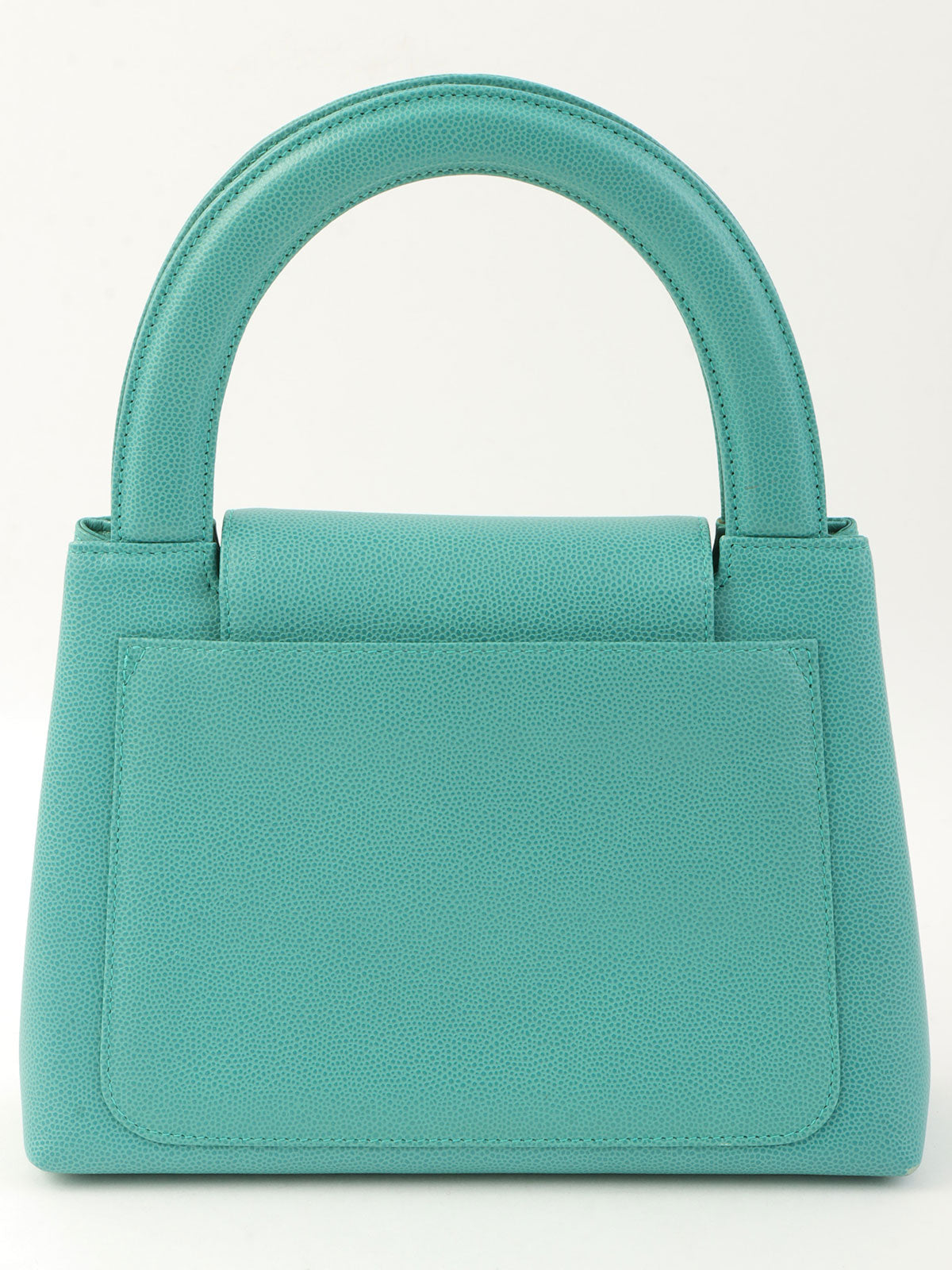 1995年頃製 キャビアスキンCCターンロックハンドバッグ ミントグリーン