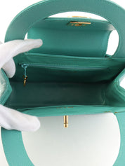 1995年頃製 キャビアスキンCCターンロックハンドバッグ ミントグリーン