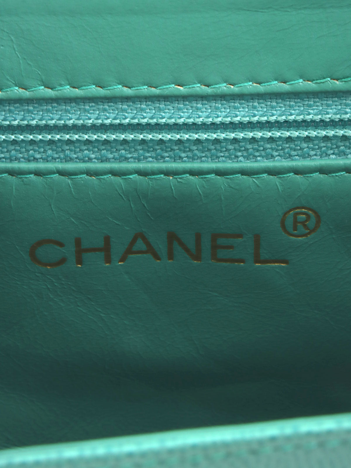 1995年頃製 キャビアスキンCCターンロックハンドバッグ ミントグリーン