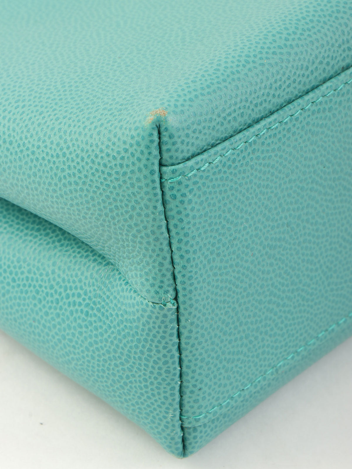 1995年頃製 キャビアスキンCCターンロックハンドバッグ ミントグリーン