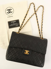 1990's Big Square Classic Flap Chain Bag in Black