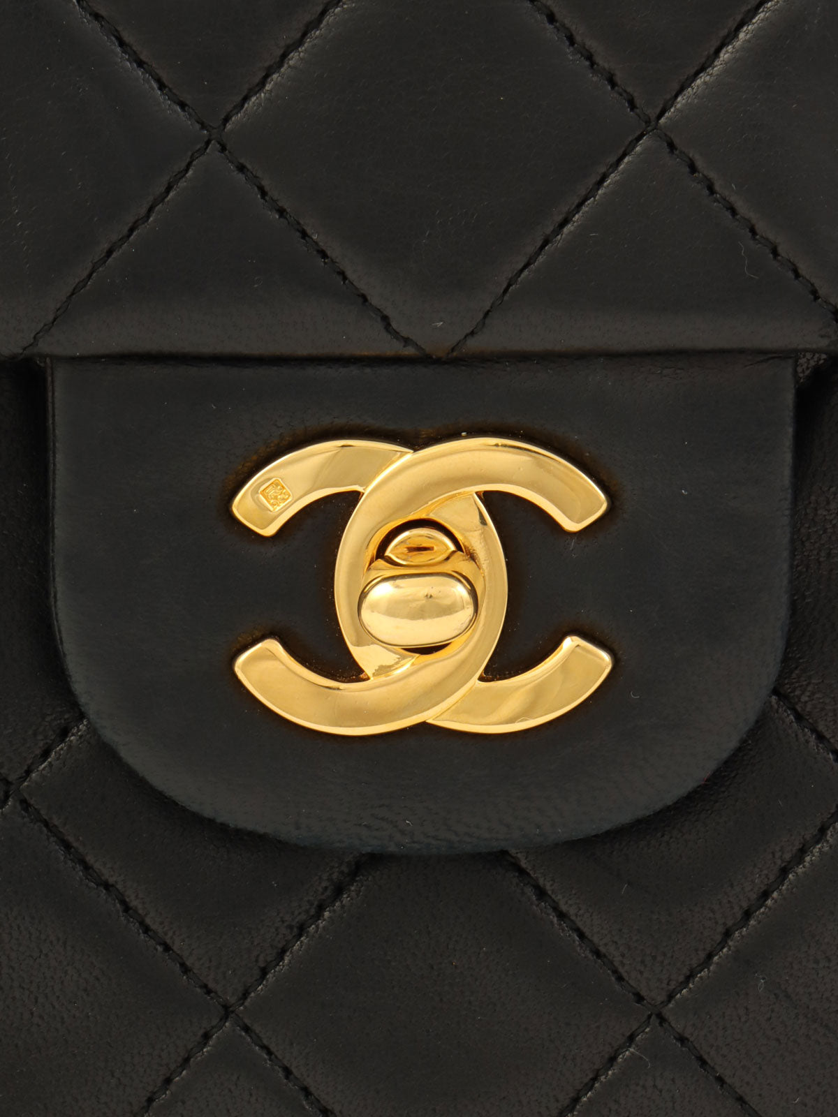 1990's Big Square Classic Flap Chain Bag in Black